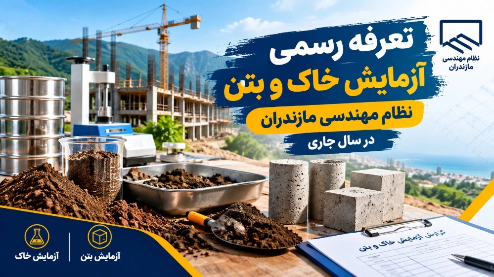 تعرفه رسمی آزمایش خاک و بتن نظام مهندسی مازندران در سال جاری